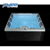 JOYEE Jacuzzi d'extérieur design moderne 6 places, grande baignoire spa en acrylique avec système Balboa et cascade LED pour jardin