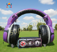 Nouvelle conception de tente gonflable en forme de DJ, thème plage, modèle casque et écouteurs, arche décorative pour scène