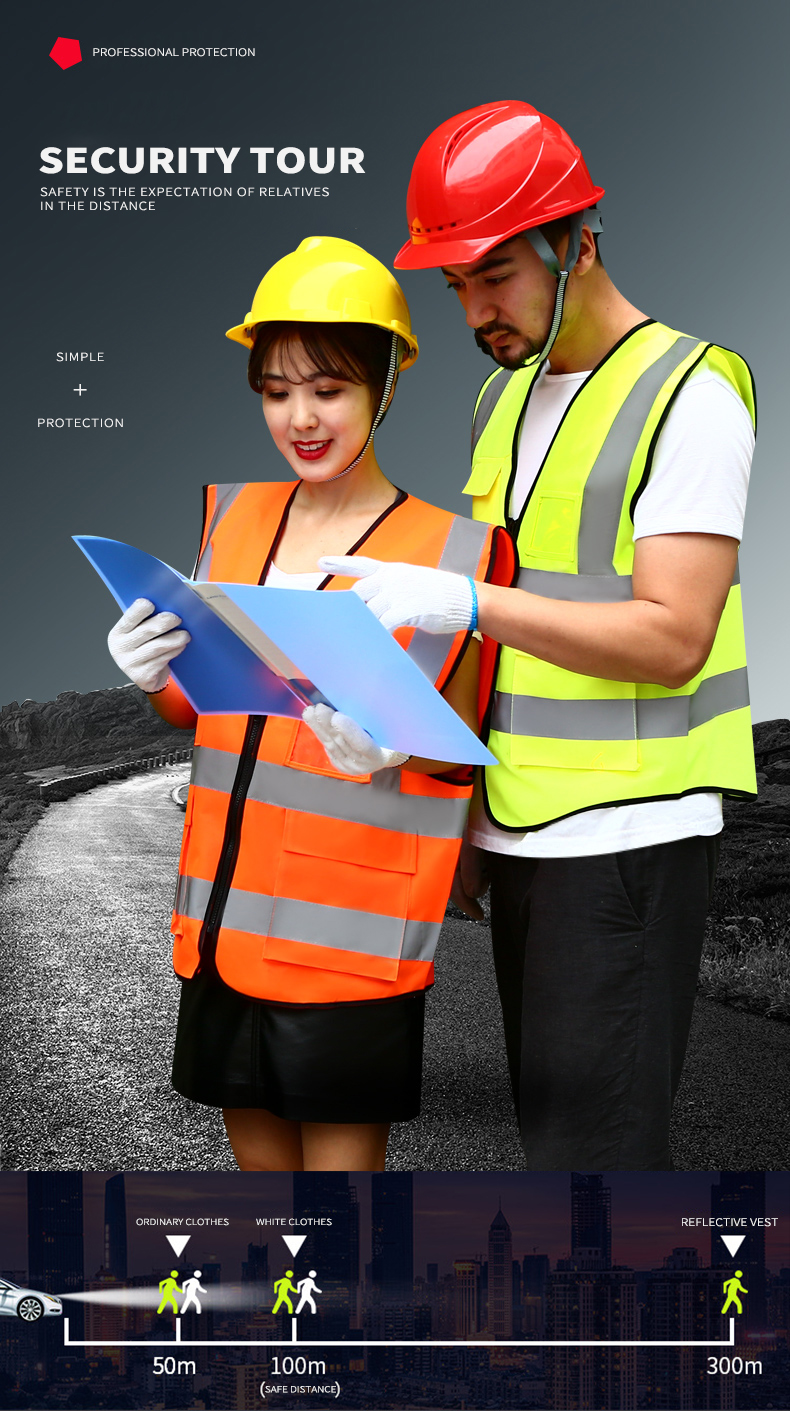 High Visible Security reflective work vest Guard Reflective striping protective work vest