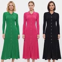 Vêtements pour femmes en gros, robe en tricot à manches longues pour l'automne, robe élégante de haute qualité, mode de luxe, robes noires pour femmes