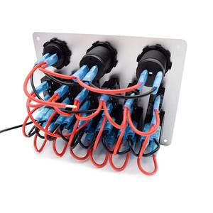 रॉकर स्विच पैनल पर 12 वी वोल्टमीटर डुअल यूएसबी चार्जर और आरवी ट्रक नाव के लिए लाइट सॉकेट - Product Image 3