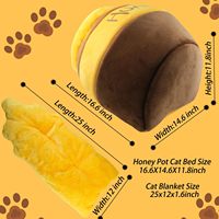 Lit pour chat Honey Pot, doux et épais, en éponge rebondissante, confortable, nid pour animaux de compagnie, coussin amovible et lavable pour toutes les petites races de chats