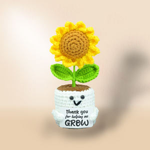 Muñeco de girasol positivo Crochet con tarjeta Gracias por ayudarme a crecer Regalo de agradecimiento al Maestro de la planta de ganchillo del estudiante - Product Image 3