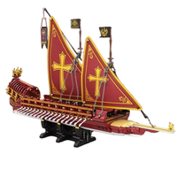 Reobrix 66105 Perahu Layar Galley, Blok Bangunan Konstruksi, Mainan Edukatif, Hadiah untuk Unisex, Tema Transportasi