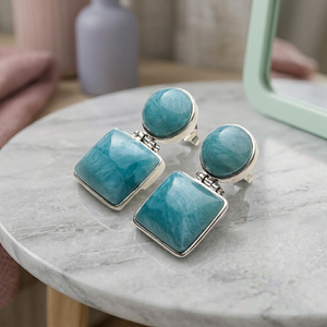 Pendientes de Plata de Ley 925 de Grado AAA al por Mayor con Piedra Preciosa Larimar, Joyería de Diseño Hecha a Mano para Mujer, Unisex, para Bodas y Fiestas - Product Image 3