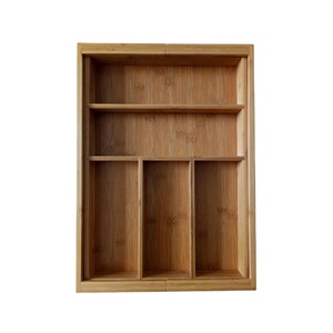 Plateau à couverts rectangulaire en laque argentée He Lin, extensible, porte-couverts en bois, organisateur de <span class=keywords><strong>tiroir</strong></span> en bambou - Product Image 1