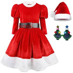 Disfraz de Mamá Noel de MS Best Made, Vestido de Terciopelo Rojo, Vestidos Navideños para Niñas - Product Image 1