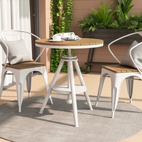 Table et chaises de café d'extérieur modernes et simples, résistantes au soleil, avec structure en métal, design blanc, pour la restauration et les cafés