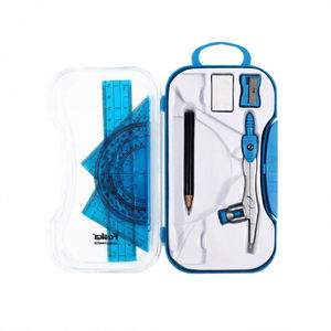 Juego de geometría práctico de 8 piezas con brújula metálica, regla, transportador, lápiz, borrador para profesores y estudiantes con estuche rígido - Product Image 1
