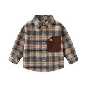 Chemise à carreaux pour bébé garçon, T-shirt boutonné à manches longues avec poche, tenue d'automne et de printemps pour enfants de 1 à 6 ans - Product Image 5