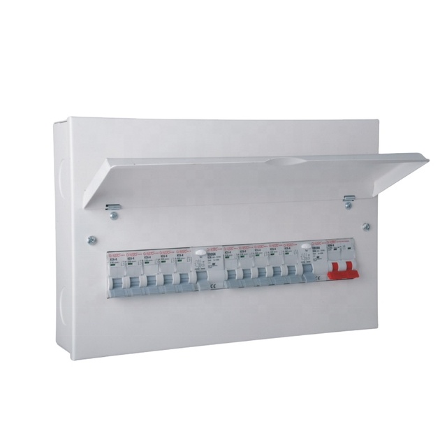 8way 10way 12way Populated Dual RCD Consumer Unit Electrical Metal Distribution Box Circuit Breaker Distribution Box
