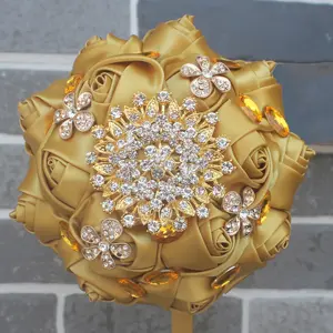 Frauen Verlobung Diamant Braut Hochzeit Blumenstrauß Inhaber Künstliche Blumen Kristall Braut strauß Home Dekoration Blume