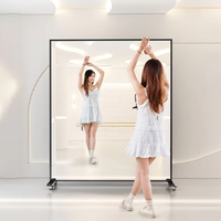 Miroir de danse portable et mobile sur roulettes pour la maison, la salle de sport, le studio de fitness, miroir sur pied grand format HD personnalisable