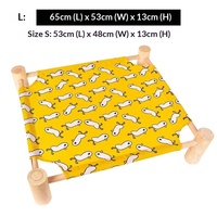 Lit surélevé pour animaux de compagnie avec cadre en bois et tissu en coton et lin pour chien et chat, respirant, lavable, confortable