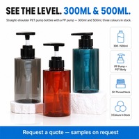 Bouteilles en PP moulées par soufflage PET, corps transparent, col de 32 mm, collier noir, pour huile capillaire, savon liquide, produits de bain et spa, vente en gros