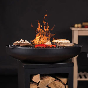 เตาย่างบาร์บีคิวทรงกลมที่ทันสมัยฐานสี่เหลี่ยมทำจากเหล็กทนทานต่อสภาพอากาศ - Product Image 5