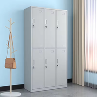Armoire Métallique à 6 Portes avec Miroir et Serrure à Clé pour Bureau, Salle de Sport, École, Ingénierie, Commerce Extérieur, Vente en Gros