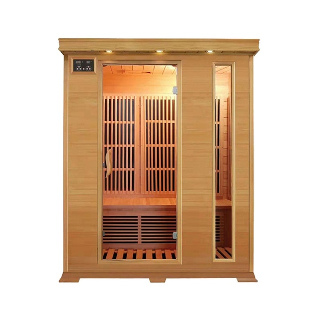 New Design Luxury Electric Far Infrared Modern Indoor Sauna Steam Hammam Wood Sauna Cabinet with Hemlock Low EMF 2 Person