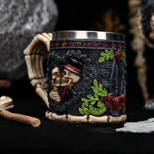 Tazas Creativas y Únicas con Diseño de Fantasma, Taza de Matrimonio con Esqueleto de Halloween, Taza de Cerveza y Café de Acero Inoxidable, Taza de Pareja con Calavera 3D de Resina - Product Image 4