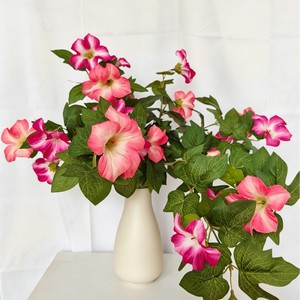 Magnifique bouquet de fleurs artificielles de volubilis roses, violettes et blanches en plastique et soie pour la décoration de la maison, du bureau et de l'hôtel - Product Image 3