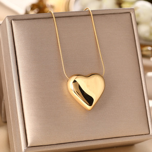 Collier abordable en acier inoxydable plaqué or 18 carats pour femme avec pendentif papillon souriant, coquille, cœur, cadenas, bijou cadeau - Product Image 2