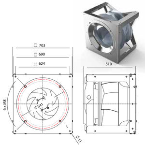 Ventiladores Radiales de Accionamiento Directo Nicotra Gebhardt PA-C56-JV56-C0000 703*690mm 480V IE6, Ventiladores HVAC, Ventiladores Centrífugos, Ventilador COPRA con Enchufe EC - Product Image 2
