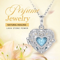 Changda Chine gros argent plaqué pierre de lave coeur forme parfum huile essentielle diffuseur parfum breloque médaillon collier