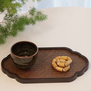 Bamboo <b>Tea</b> <b>Tray</b> Set Woven Mat Dry Brewing Stand For <b>Tea</b> Ceremony New Chinese Style Eco Friendly Coffee <b>Tea</b> Tools - Product Image 2