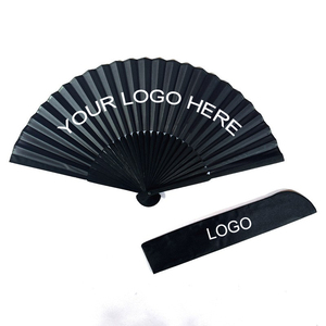 Ventaglio Pieghevole in Bambù Nero Classico Personalizzato con Logo per Regali <span class=keywords><strong>di</strong></span> Nozze e Promozioni - Product Image 1