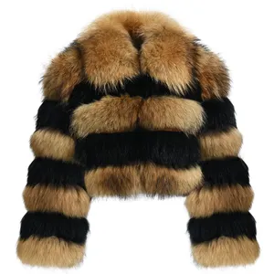 Wholesale Winter Ladies Sexy Genuine Raccoon Fox Fur Short Style OEM Factory Custom Women Real Fox Fur Coat Fur Jacket