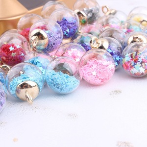 Bolas de cristal transparentes y coloridas con lentejuelas de estrella para la fabricación de pendientes, cuentas sueltas redondas - Product Image 2