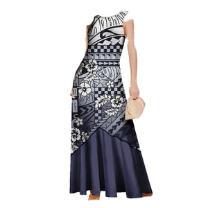 ชุดเดรสยาวทรงเมอร์เมดไซส์ใหญ่สำหรับงานปาร์ตี้ ออกแบบลายชนเผ่าโพลีนีเซียน สไตล์เซ็กซี่โชว์ไหล่ เหมาะสำหรับฤดูร้อน จากโรงงานผลิตเสื้อผ้า - Product Image 4