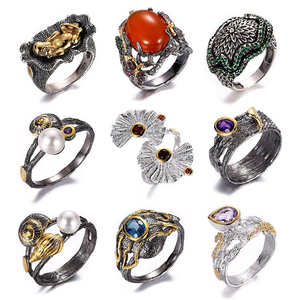 이탈리아 골든 버터플라이 925 스털링 실버 블랙 골드 도금 반지 (패션 소녀용) - Product Image 6