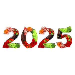 Décoration de centre de table pour fête de remise des diplômes du Nouvel An 2025 : Numéro en carton remplissable pour fruits et friandises - Product Image 4