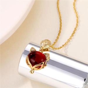 Collar con Colgante de Joyería de Animales Bonitos de Alta Calidad, Collar de Cristal Dorado con Joyería de Zorro Personalizada para Niñas y Mujeres - Product Image 5
