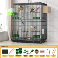 Cage d'élevage pour oiseaux en métal à deux étages de luxe avec plateaux en plastique amovibles, maison empilable pour oiseaux et reptiles