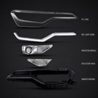 12V 35W 4600 Lumens LED Headlamp for Chevrolet Camaro SS 2018-2022 Smoked Black Housing L Shape DRL for Camaro SS Headlights