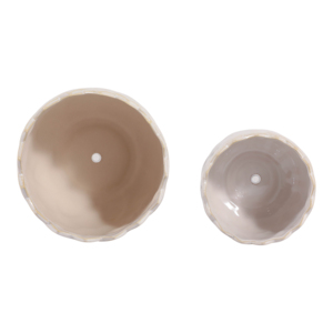 Set di 2 vasi da fiori in ceramica bianchi con design trapuntato, fioriere da interno ed esterno per decorazioni casa e giardino - Product Image 6