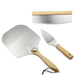 Pala de aluminio con mango de madera plegable, cortador de pizza, juego de herramientas de marca OEM en stock - Product Image 2