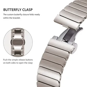 Bracelet en acier inoxydable à boucle papillon pour bracelet de montre Samsung Bracelets en métal pour <span class=keywords><strong>Galaxy</strong></span> <span class=keywords><strong>Watch</strong></span> 8 <span class=keywords><strong>40mm</strong></span> 44mm 8 Bracelet de montre classique 46mm - Product Image 3