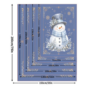 Christmas Snowman Print <b>Throw</b> Blanket Rectangular <b>Blue</b> Polyester Acrylic Soft Home Decor Winter Classic Style Machine Washable - Product Image 6
