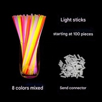 100 pièces de bâtons lumineux fluorescents pour fête, bracelets, colliers, néons pour mariage, fête, bâtons lumineux colorés W24-158
