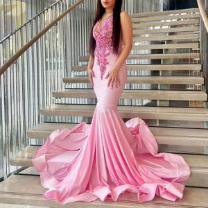 knee length dresses for ladies Berylove Women Pink Chiffon A Line Ruffle Maxi Dress with Long Sleeves Tiered V Neck Backless Wedding Guest Dress, Pink / L main image 1