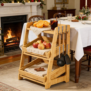 Étagère <span class=keywords><strong>de</strong></span> rangement pour fruits et aliments en bambou à 3 niveaux, taille personnalisée, pour cuisine et comptoir, avec support – Vente en gros et e-commerce - Product Image 5
