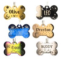 Plaque d'identification pour chien en acier inoxydable coloré, inaltérable, avec lettrage et image personnalisés, forme sur mesure, pendentif pour collier de chien