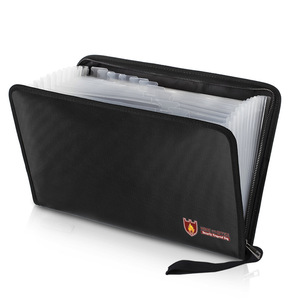 <b>Fireproof</b> Document Bag 365x250x20mm Zipper Closure Silicone Fiberglass <b>Material</b> Transparent Inner Pages - Product Image 1