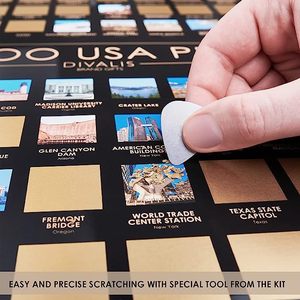 Top 100 Usa Places Scratch Off Travel <b>Poster</b> Black Frame Wall Decor Modern Design Rectangle Paper <b>Poster</b> - Product Image 4