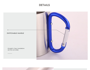 Mug isotherme en acier inoxydable avec mousqueton, idéal pour le camping et les voyages en extérieur, <span class=keywords><strong>tasse</strong></span> à café portable à double paroi - Product Image 3