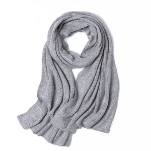 高品质纯灰色经典冬季针织男士羊绒围巾