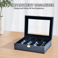 Étui à lunettes de soleil, présentoir à lunettes, boîte de rangement de luxe en similicuir PU, organiseur d'accessoires pour lunettes, logo personnalisé